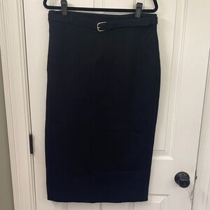 Ann Taylor Ponte stretch Black Pencil Skirt Midi length